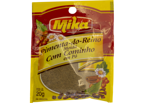 Pimenta do reino moída com cominho em pó.